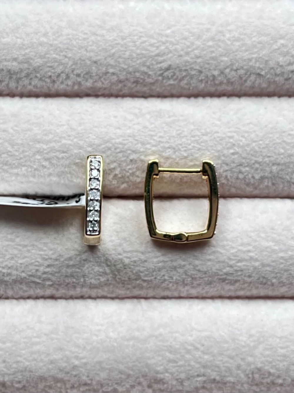 E074 | Natural Diamond Rectangular Huggie Hoops